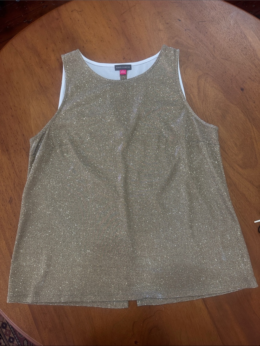 Vince Camuto Metallic Gold Sleeveless Tank Size L Girls Night Out Date night